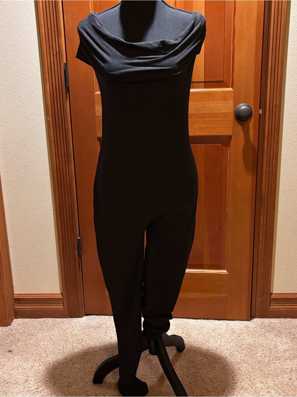 Bumpsuit Classic Black Cowl-Neck Off The Shoulder Jumpsuit, size M